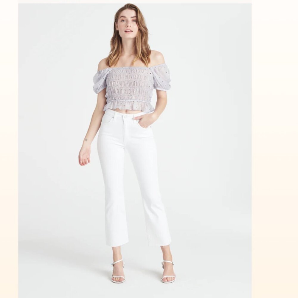 NWT CQY Wes crop bootcut jeans sz 28 in white